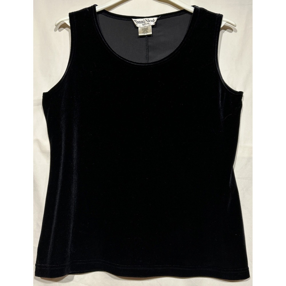 Black Velvet Tank Y2K Grunge Formal Minimalist Black Sz M